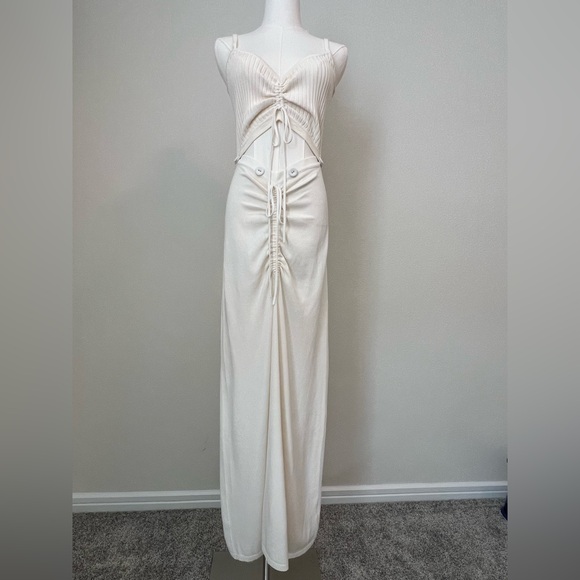 Christopher Esber Ruched Disconnect Knit Dress Cutout Cami Beige - Picture 6 of 11